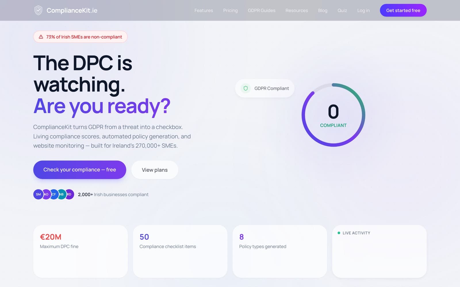 ComplianceKit GDPR compliance SaaS homepage