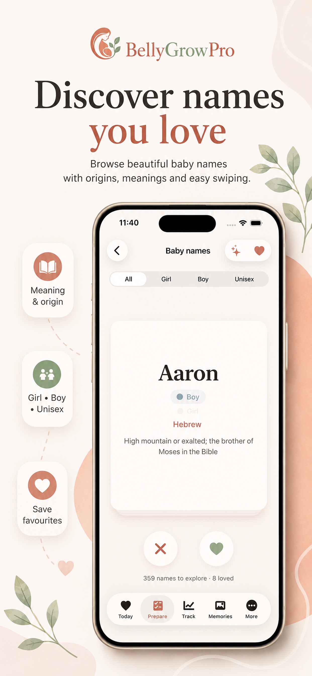 BellyGrowPro Baby names — browse and shortlist together.