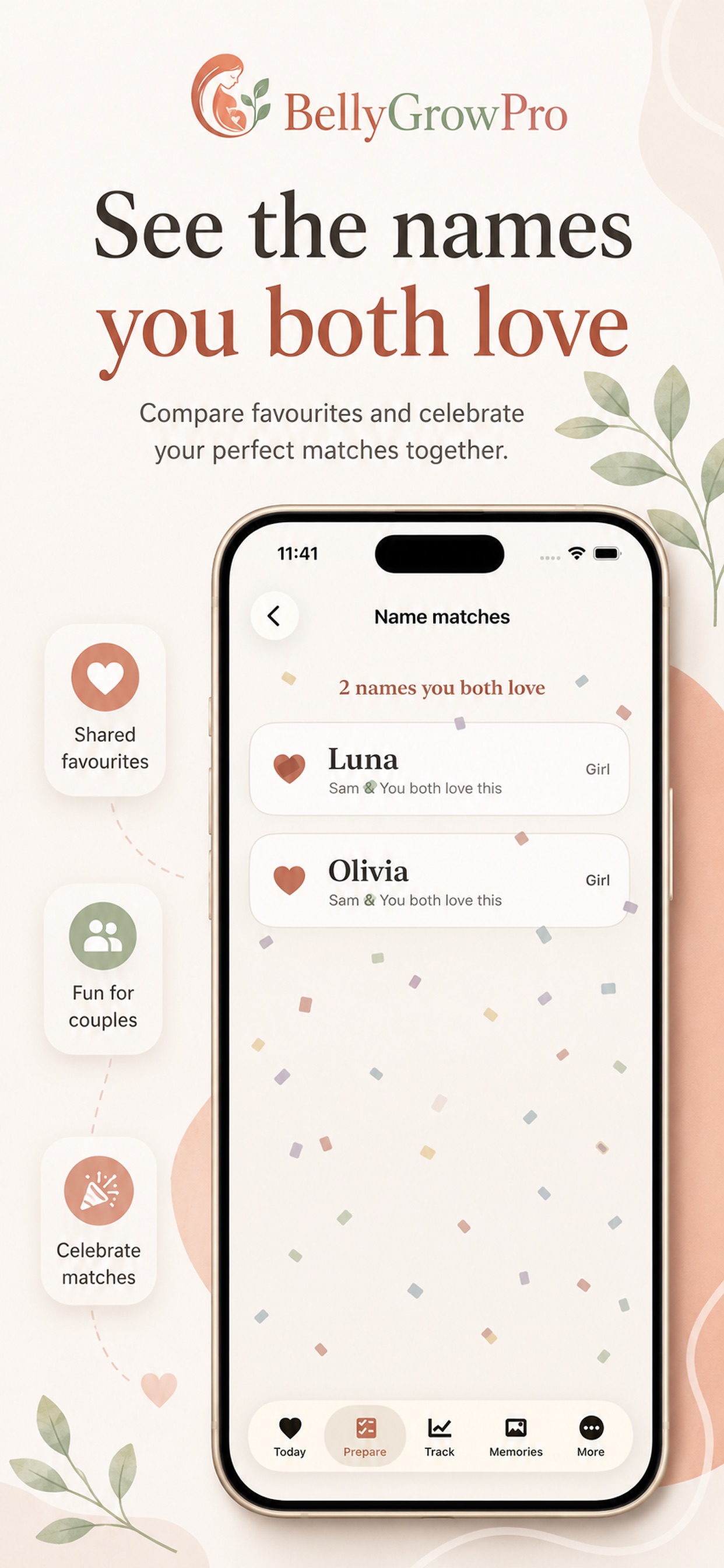 BellyGrowPro Name matches — the names you and your partner both love.