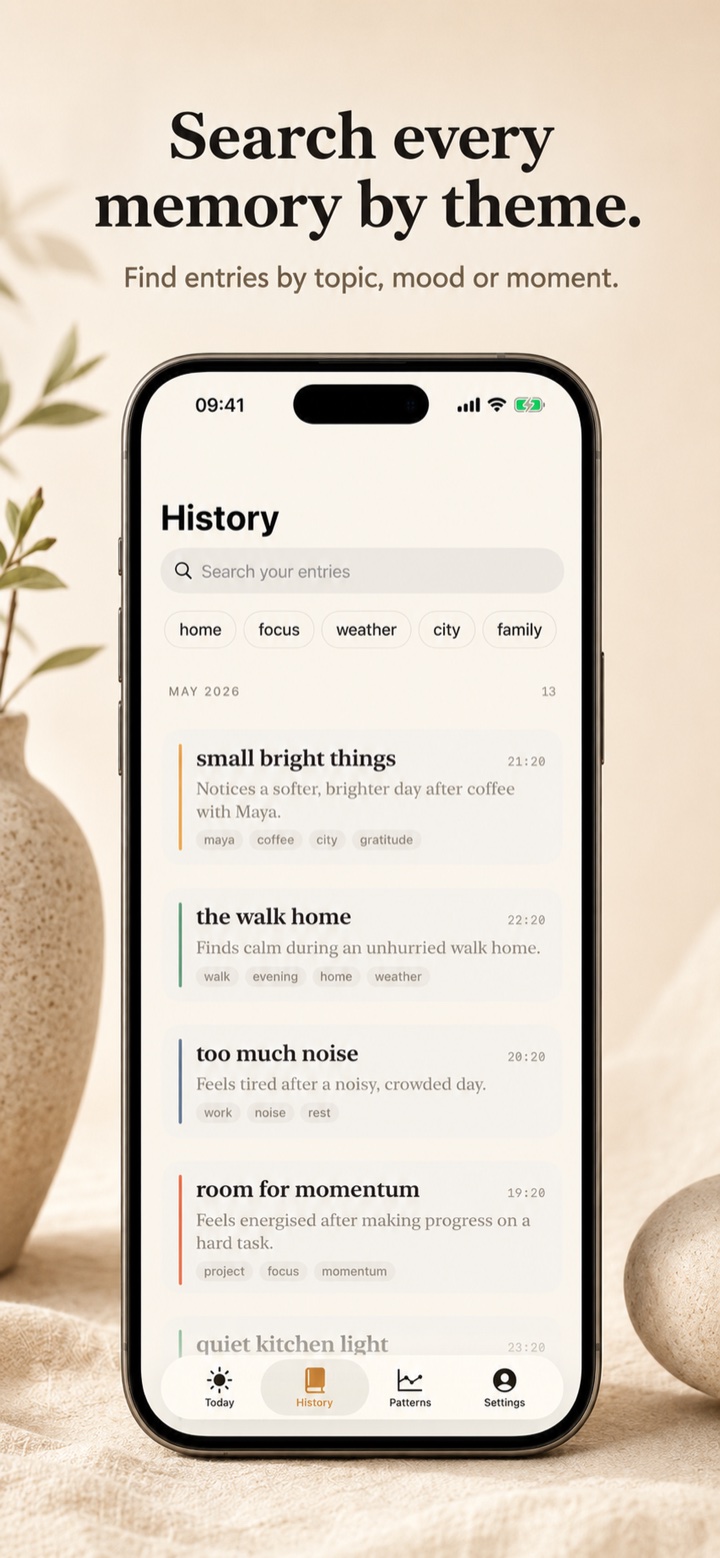 Cairn History — search every memory by theme.